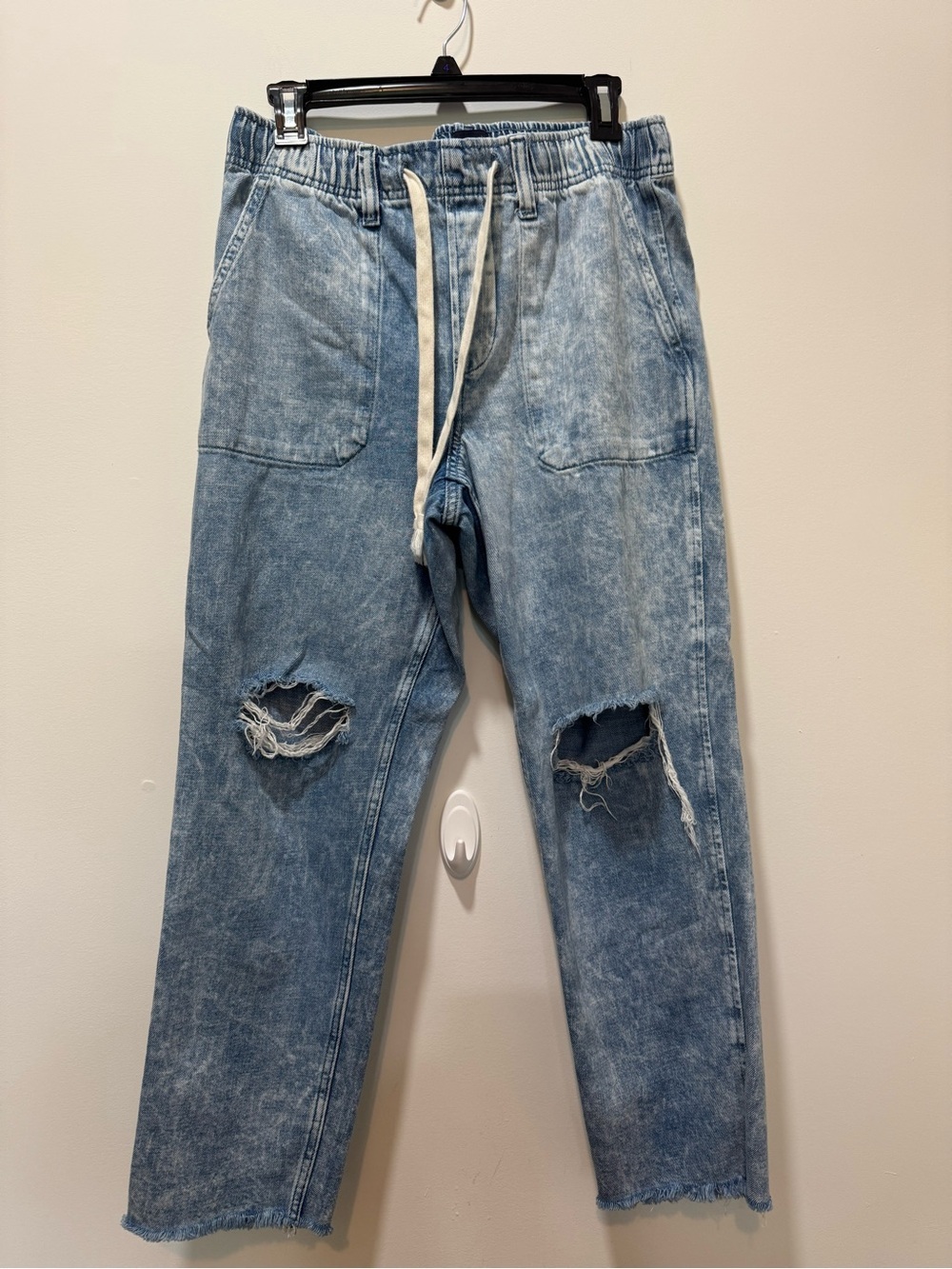 GAP Light Blue Distressed Drawstring Relaxed Jeans
